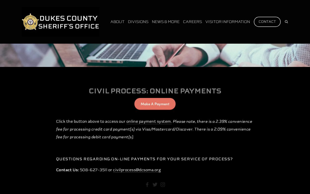 Dukes County city court warrant records: sheriff civil process online payment page and fee notice