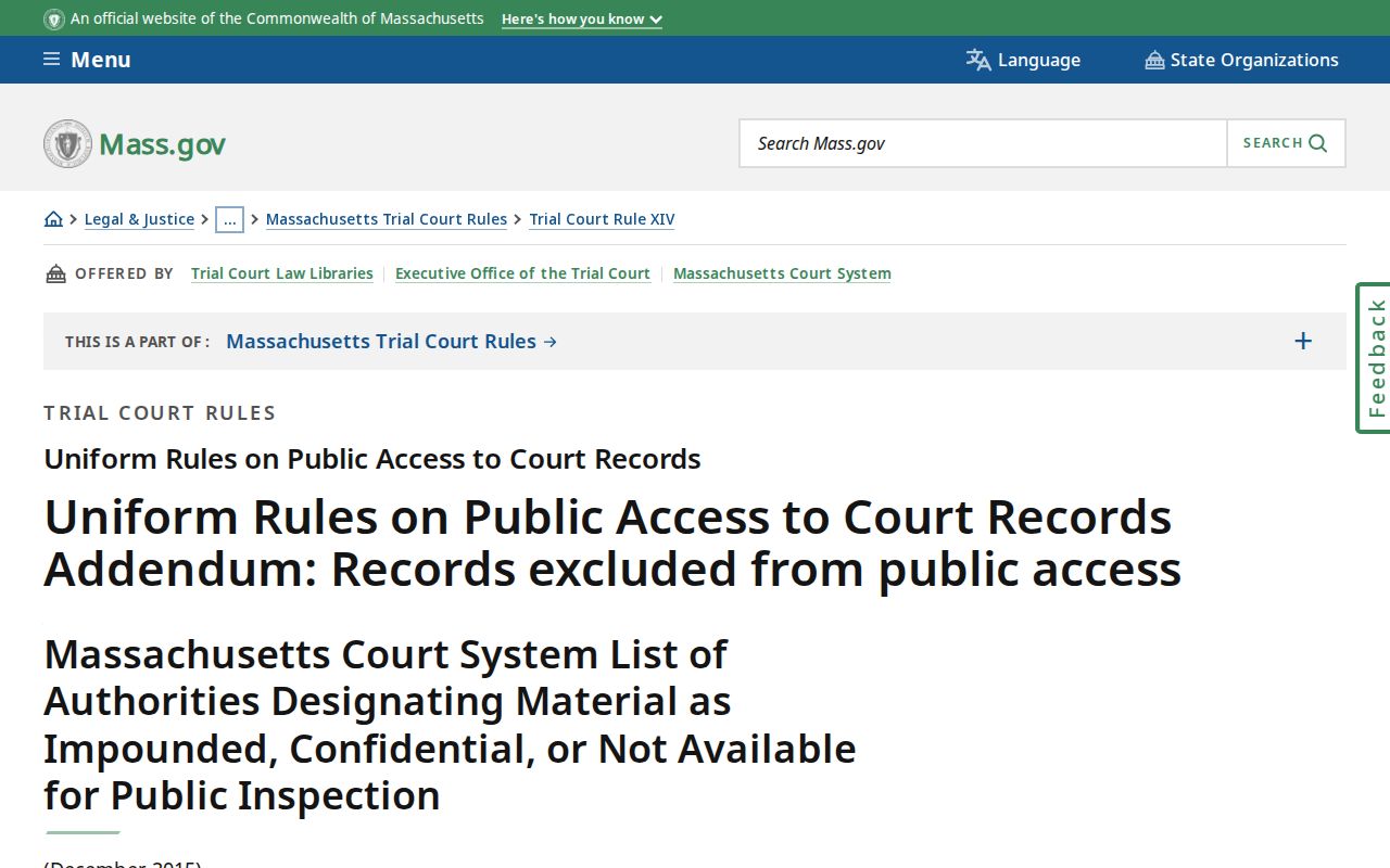 Dukes County city court warrant records: restricted court record categories listed by the state