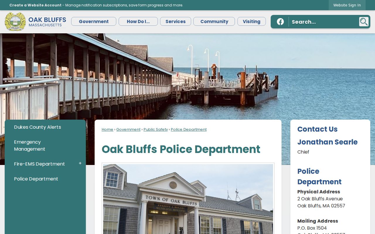 Oak Bluffs warrant records: town police services and contact information for local requests